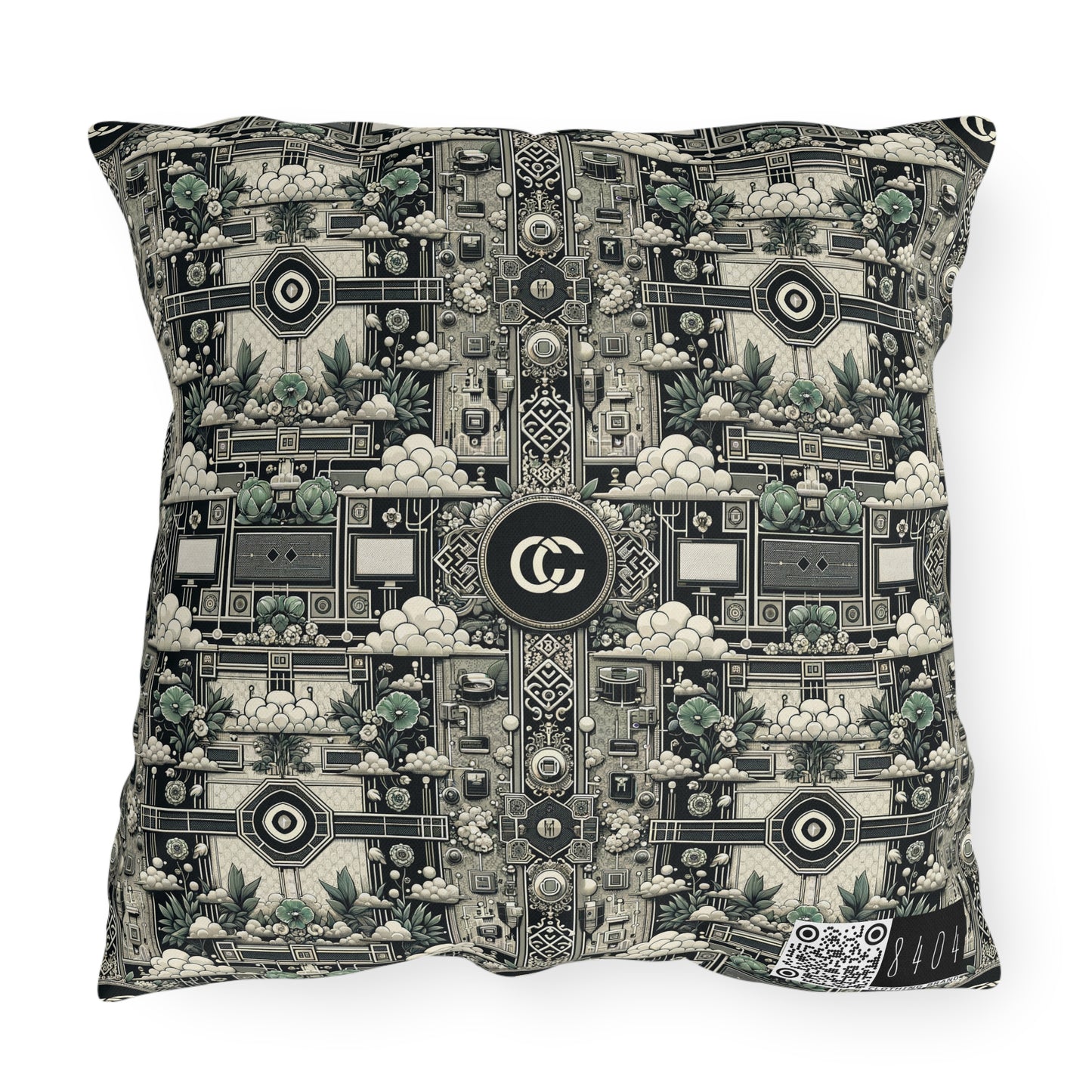 Cyber Garden Party Tech Garden Extravaganza Outdoor Pillow - 8404 Design-54