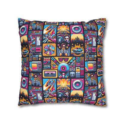 Digital Pop Culture Mashup Maximalist Pop Faux Suede Square Pillowcase - 8404 Design-52