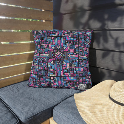 Digital Rebellion Youthful Streetwear with a Rebellious Digital Twist Outdoor Pillow - 8404 Design-65