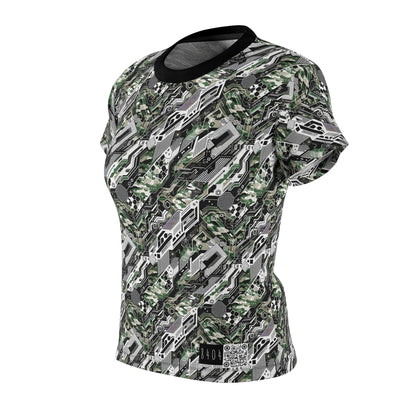 Tech Camo Fusion Tech-Forward Streetwear With a Futuristic Edge Women's Cut & Sew Tee - 8404 Design-46