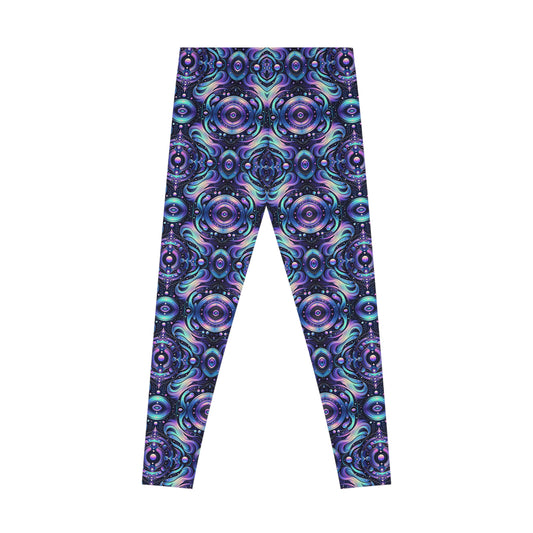 Iridescent Tech Fusion Tech-Forward Streetwear Stretch Leggings - 8404 Design-62