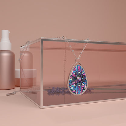 Digital Rebellion Youthful Streetwear with a Rebellious Digital Twist Oval Necklace - 8404 Design-65