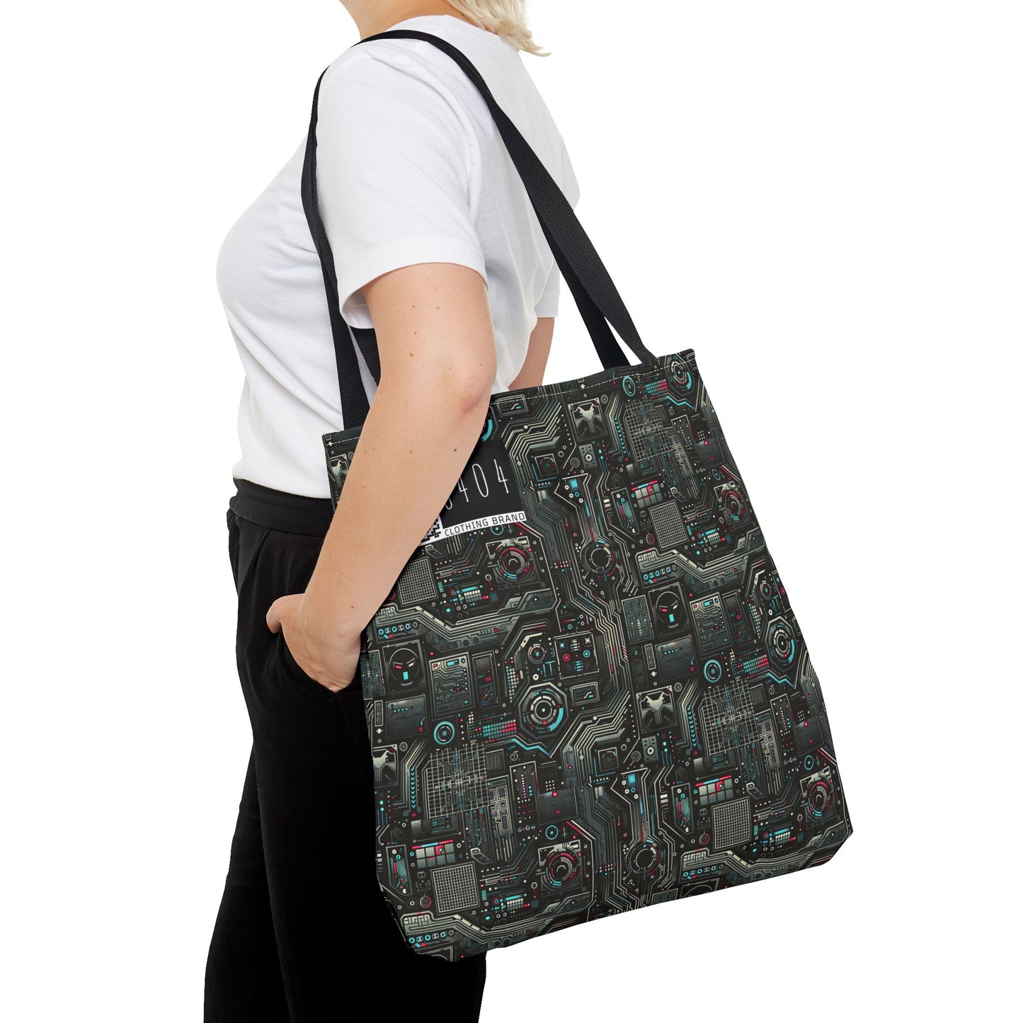 Tech Noir Aesthetics Sleek Tech Streetwear Tote Bag - 8404 Design-52