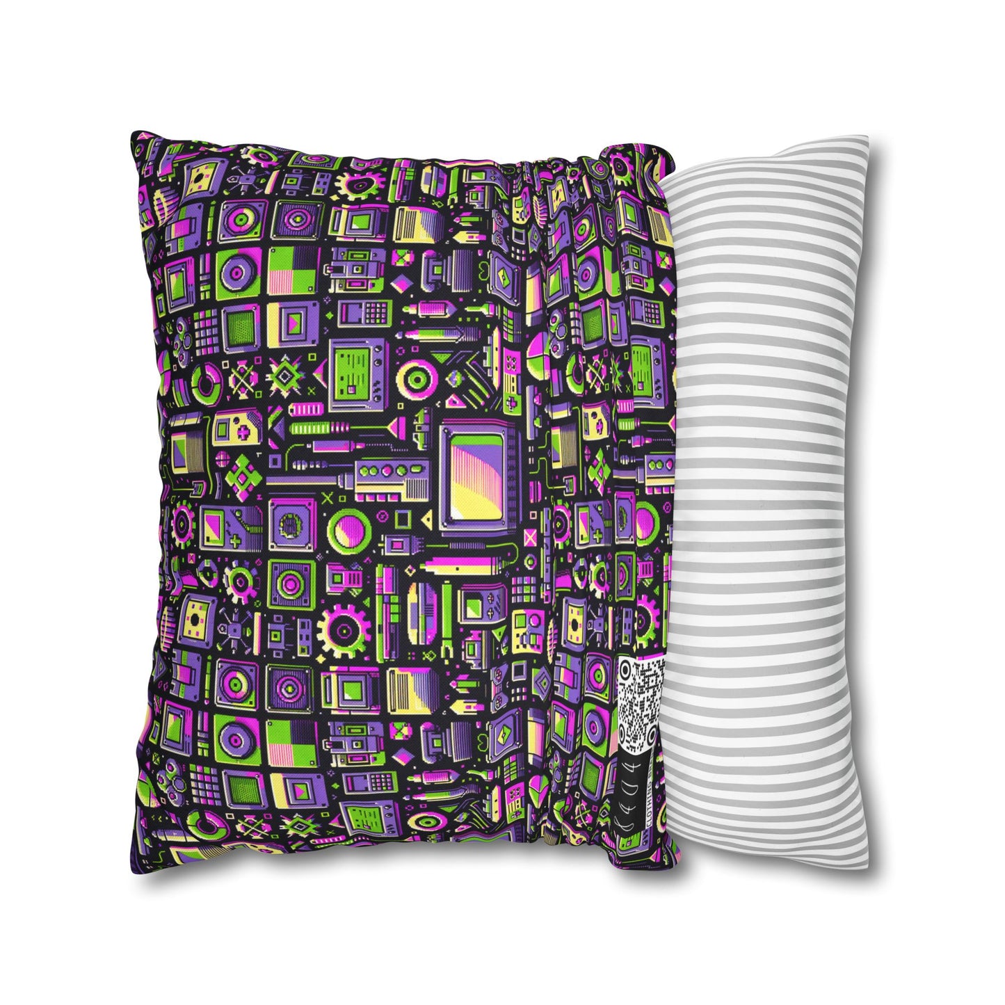 Digital Nostalgia Remix Modern Vintage Fusion Spun Polyester Square Pillowcase - 8404 Design-67