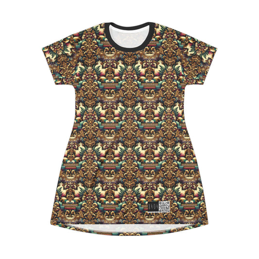 Digital Renaissance Modern Baroque Fusion T-Shirt Dress - 8404 Design-60