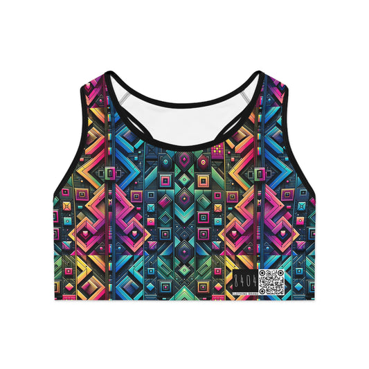 Tech-Inspired Graphics Cyberpunk Cool Sports Bra - 8404 Design-58