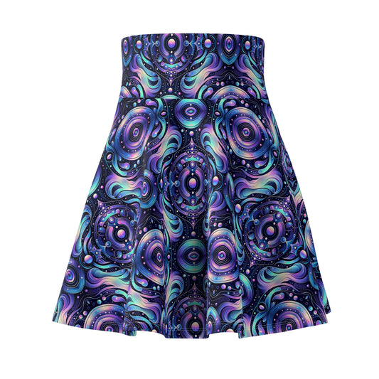 Iridescent Tech Fusion Tech-Forward Streetwear Women's Skater Skirt - 8404 Design-62