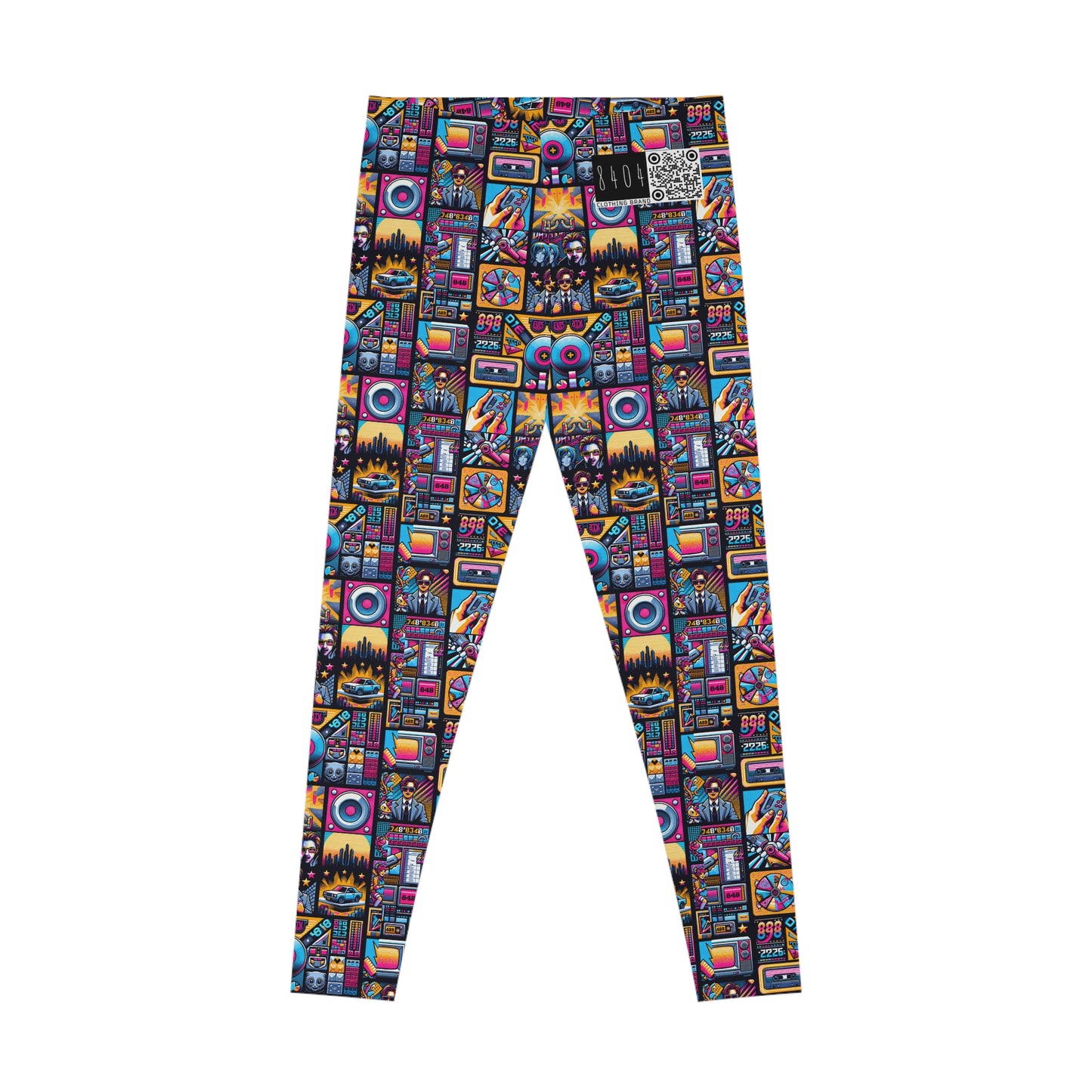 Digital Pop Culture Mashup Maximalist Pop Stretch Leggings - 8404 Design-52