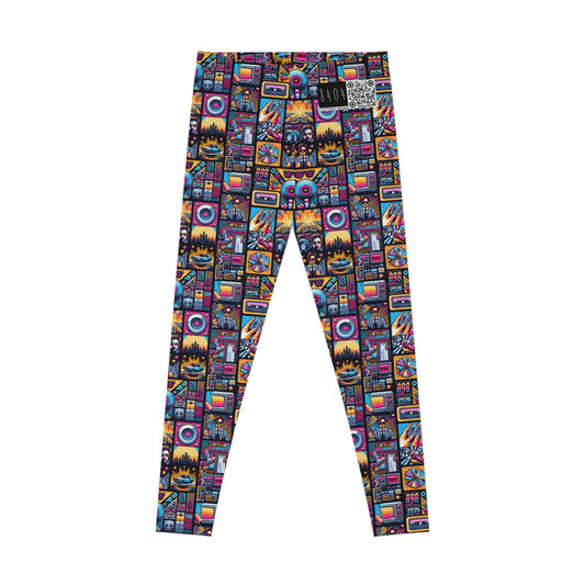 Digital Pop Culture Mashup Maximalist Pop Stretch Leggings - 8404 Design-52