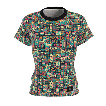 Skate Culture Revival Urban Retro Cool Women's Cut & Sew Tee - 8404 Design-61