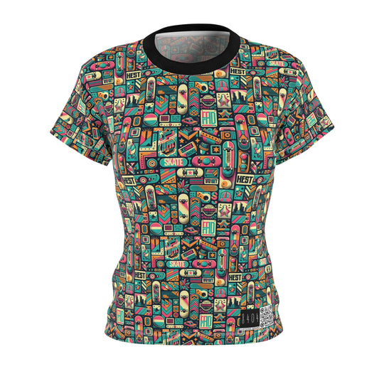 Skate Culture Revival Urban Retro Cool Women's Cut & Sew Tee - 8404 Design-61