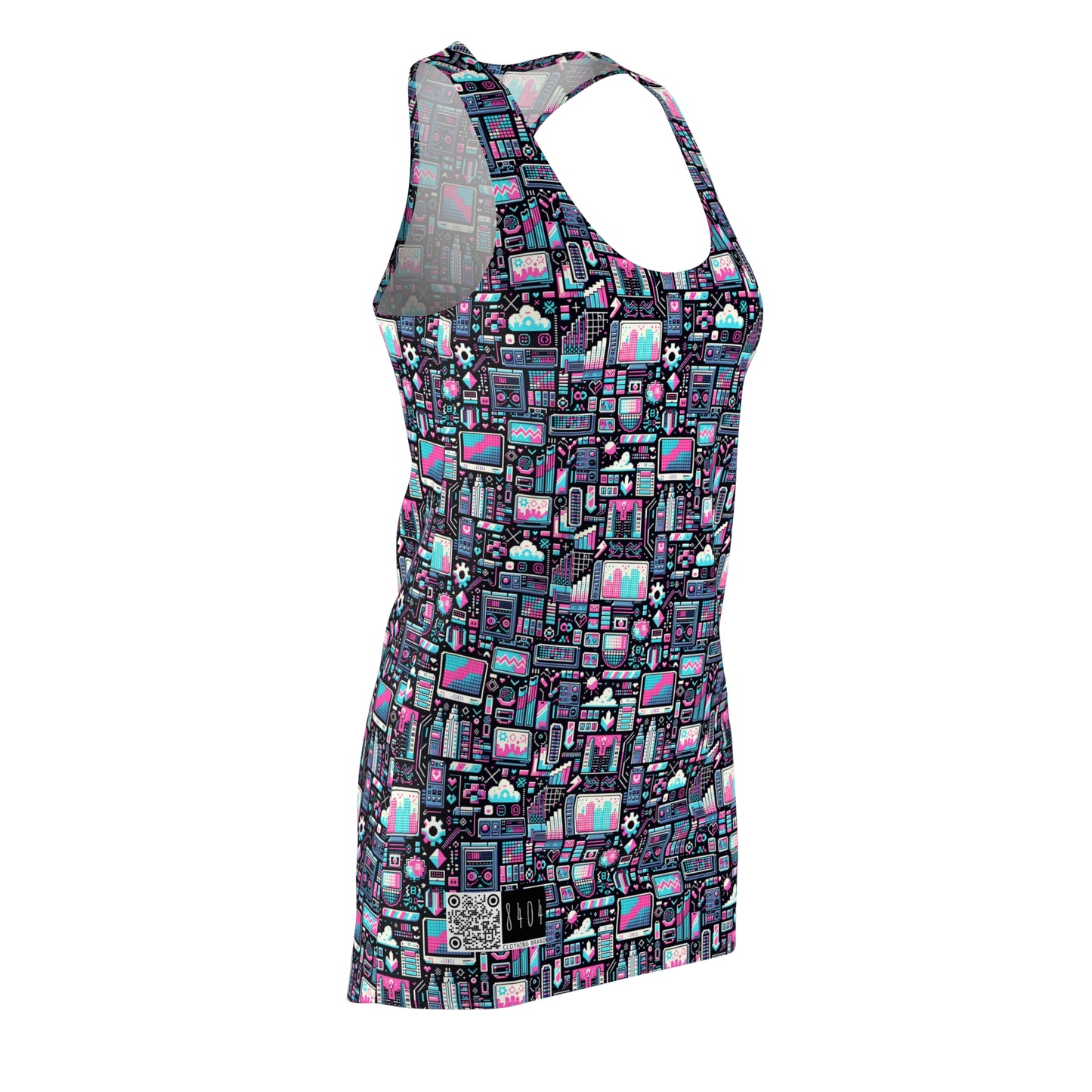 Digital Rebellion Youthful Streetwear with a Rebellious Digital Twist Women's Cut & Sew Racerback Dress - 8404 Design-71