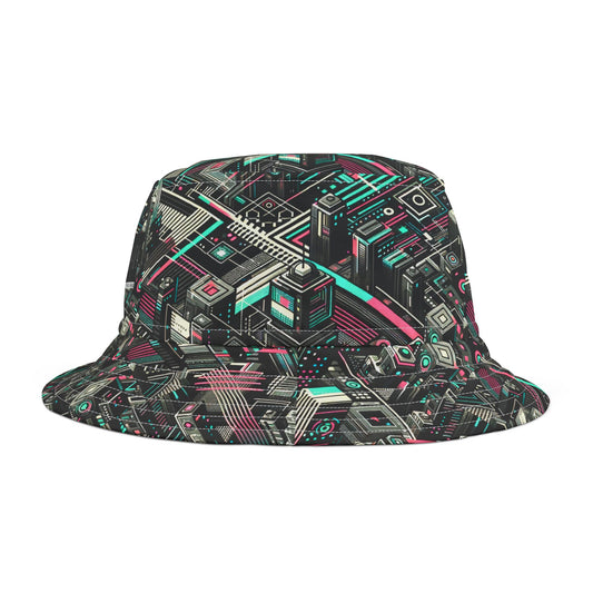 Digital Dreamland Tech-Inspired Streetwear Bucket Hat - 8404 Design-51