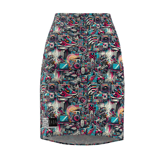 Urban Graffiti Fusion Eclectic Street Art Meets Modern Tech Culture Women's Pencil Skirt - 8404 Design-50