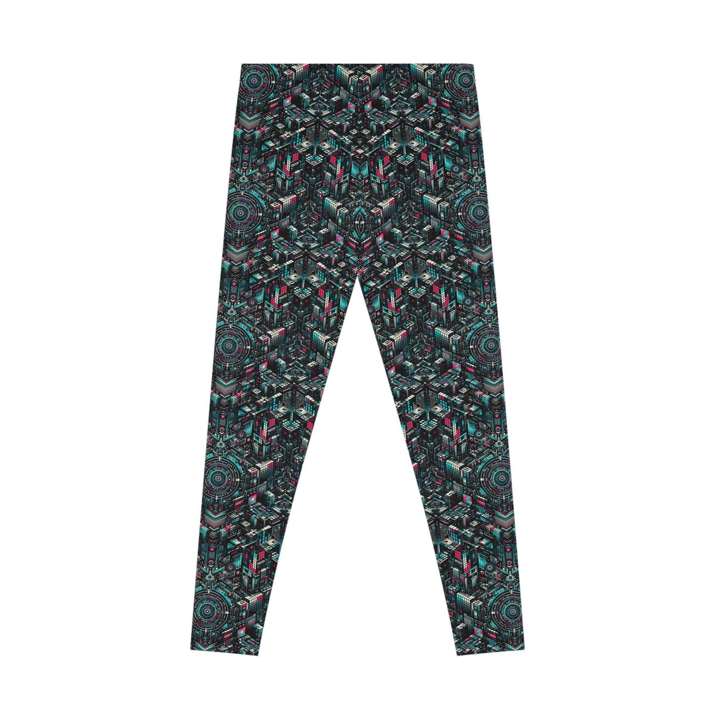 Digital Rebellion Tech-Inspired Streetwear Stretch Leggings - 8404 Design-54