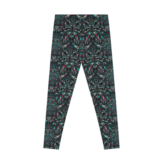 Digital Rebellion Tech-Inspired Streetwear Stretch Leggings - 8404 Design-54