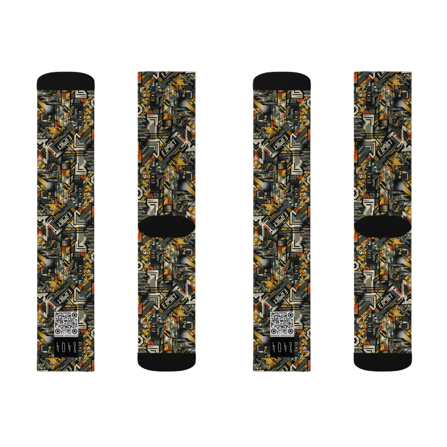 Digital Punk Futuristic Grunge Sublimation Socks - 8404 Design-49