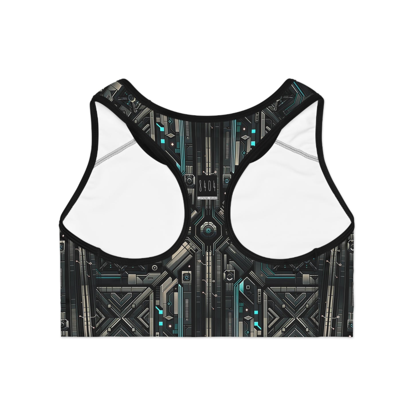 Tech Noir Futuristic Tech Aesthetic with a Dark Twist Sports Bra - 8404 Design-59
