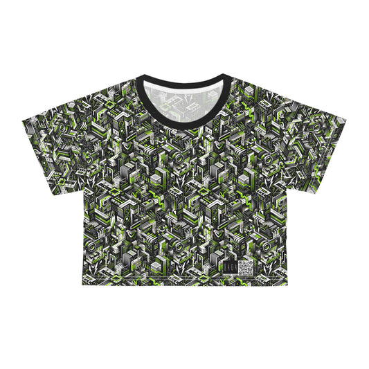 Graffiti Tech Fusion Bold Streetwear Fusion Crop Tee - 8404 Design-53