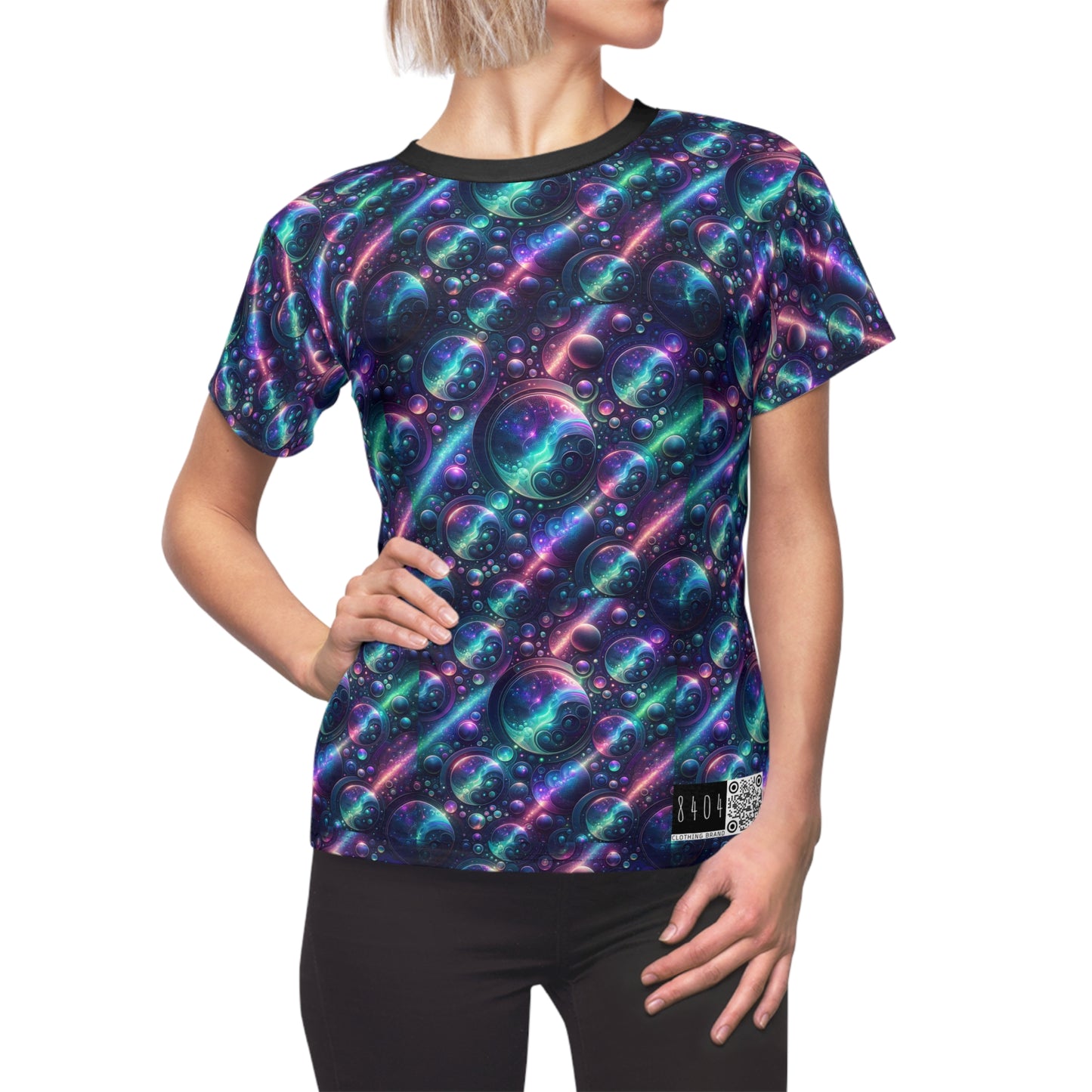 Iridescent Tech Fusion Tech-Forward Streetwear Women's Cut & Sew Tee - 8404 Design-51