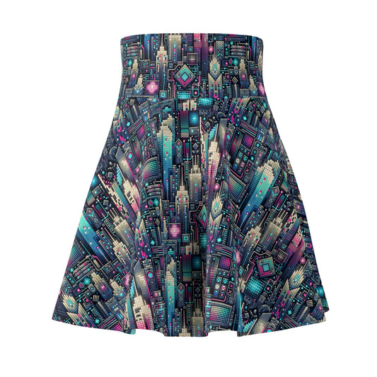 Digital Renaissance Tech-Forward Maximalism Women's Skater Skirt - 8404 Design-56