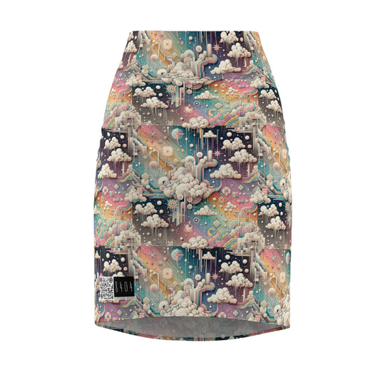 Digital Dreamland Whimsical and Nostalgic Streetwear With a Digital Twist Women's Pencil Skirt - 8404 Design-52