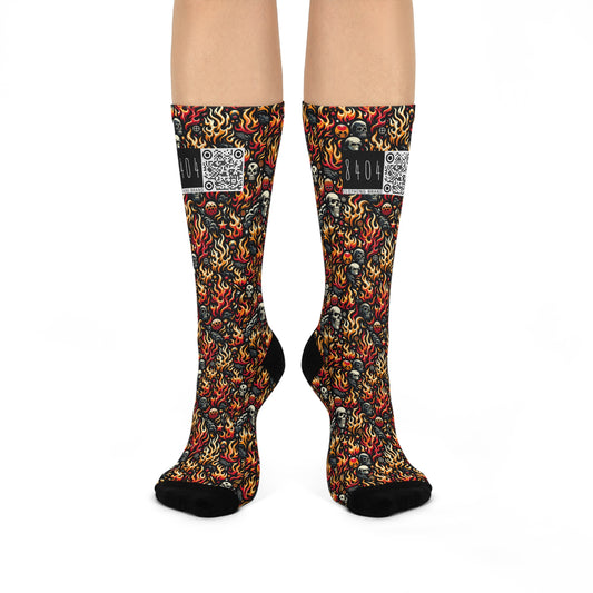 Flame Graphics Maximalist Streetwear Cushioned Crew Socks - 8404 Design-76