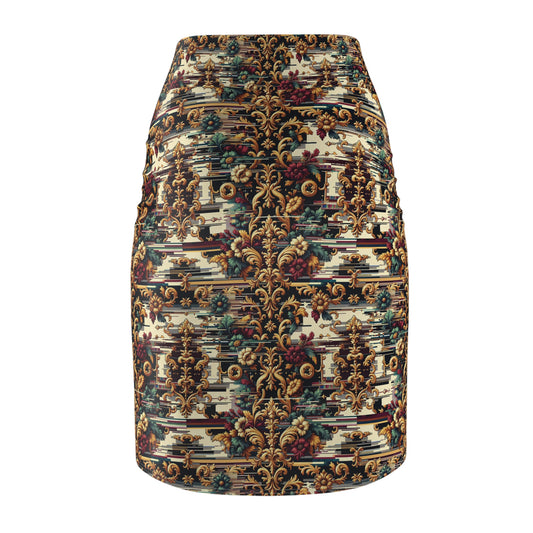 Digital Renaissance Modern Baroque Fusion Women's Pencil Skirt - 8404 Design-63