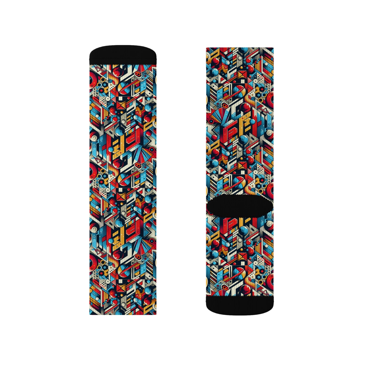 Neo-Traditional Street Art Modern Street Art Fusion Sublimation Socks - 8404 Design-67