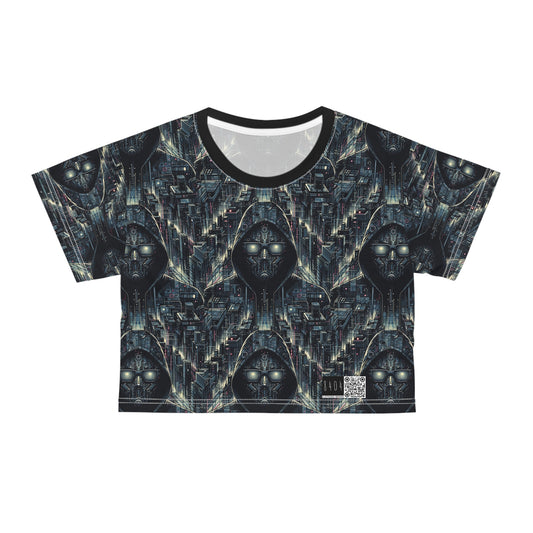 Tech Noir Aesthetics Sleek Tech Streetwear Crop Tee - 8404 Design-56
