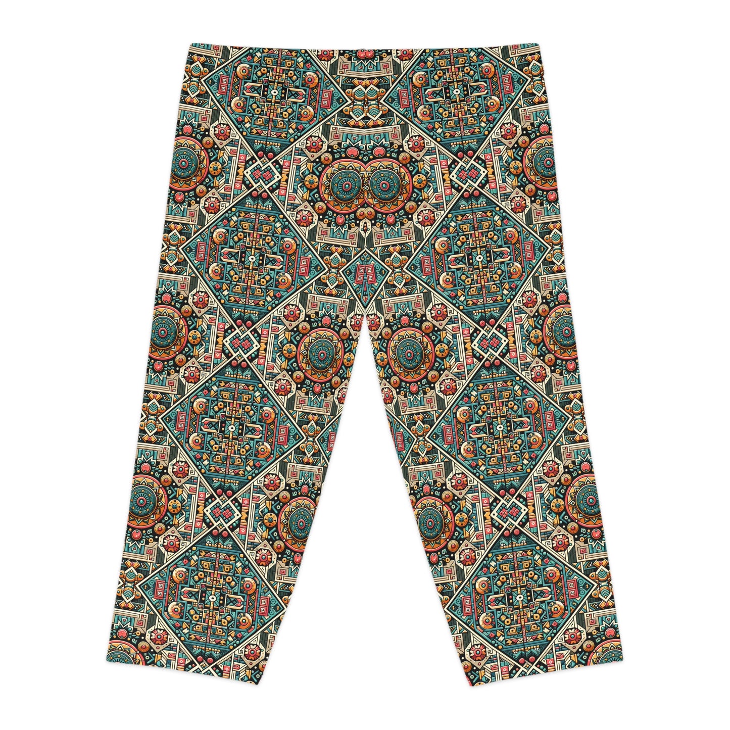 Cultural Fusion Tech Blend of Cultural Heritage With Tech-Inspired Elements Women's Capri Leggings - 8404 Design-74