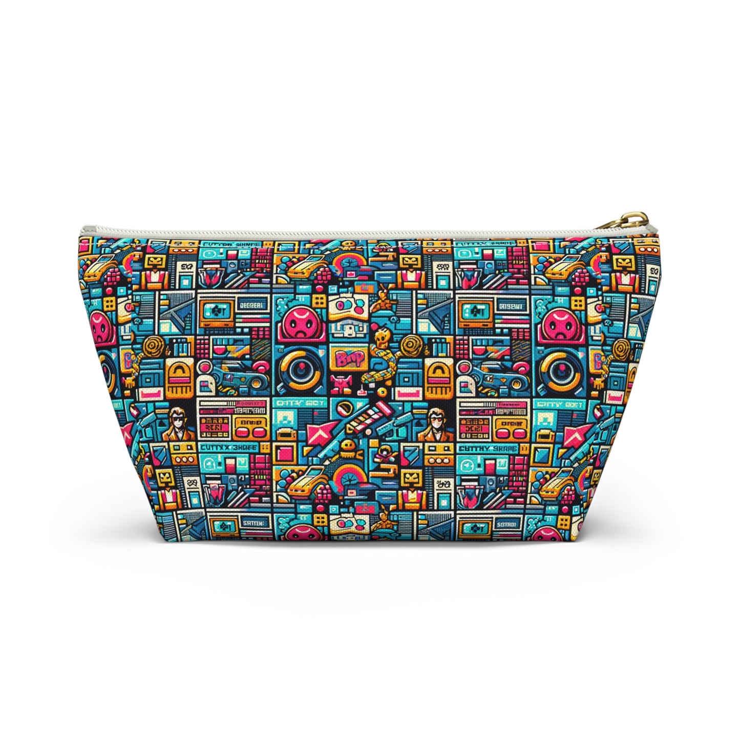Digital Pop Culture Mashup Maximalist Pop Accessory Pouch W T-bottom - 8404 Design-47