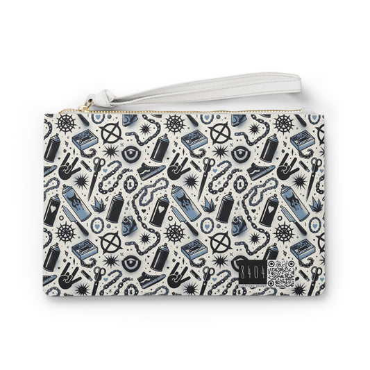 Cultural Rebellion Graphics Edgy and Rebellious With a Hint of Nostalgia Clutch Bag - 8404 Design-57