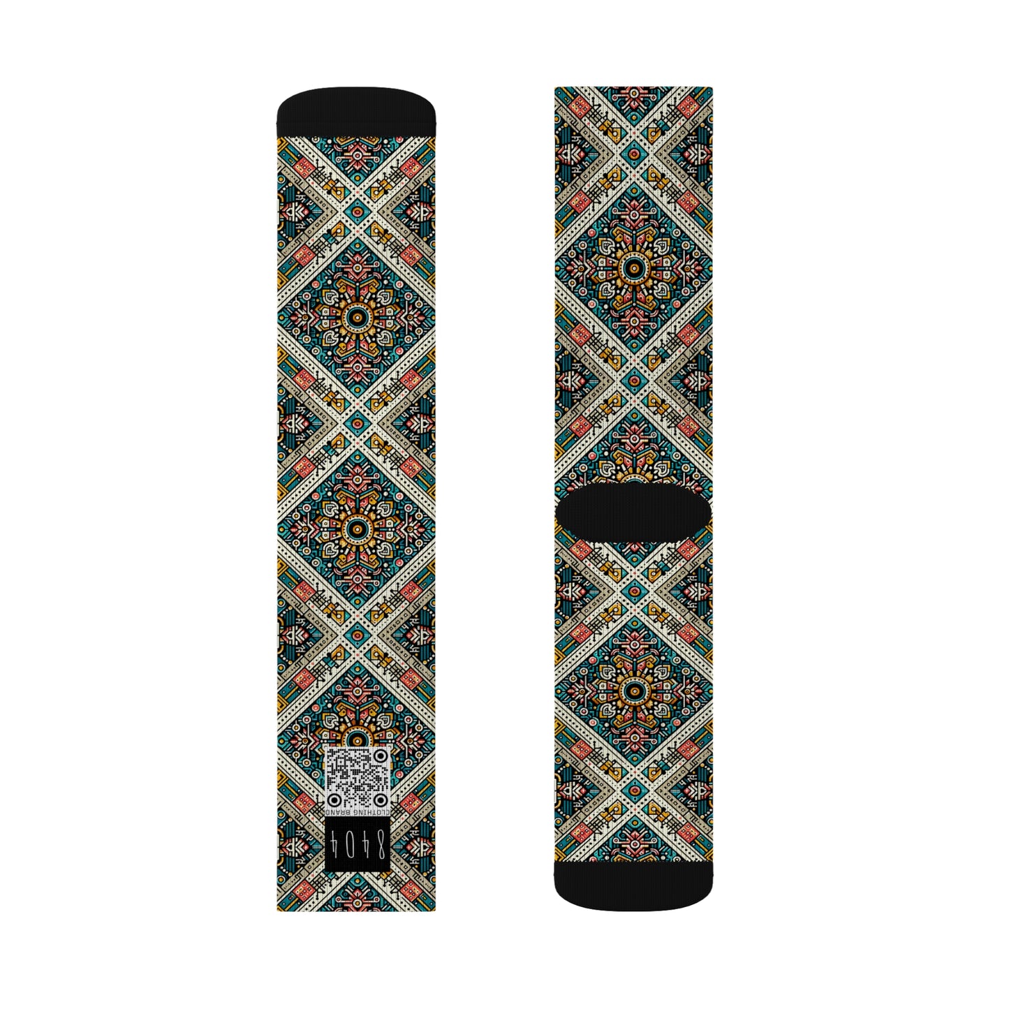 Cultural Fusion Tech Blend of Cultural Heritage With Tech-Inspired Elements Sublimation Socks - 8404 Design-64