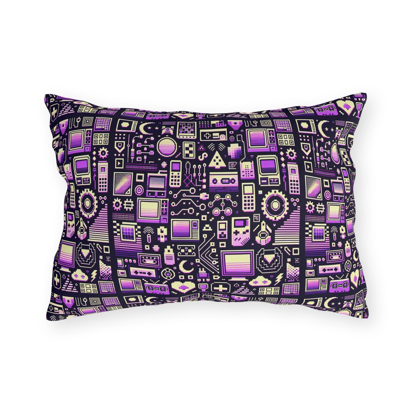 Digital Nostalgia Remix Modern Vintage Fusion Outdoor Pillow - 8404 Design-54