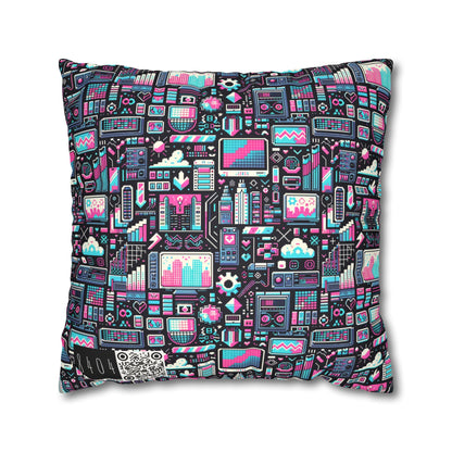 Digital Rebellion Youthful Streetwear with a Rebellious Digital Twist Faux Suede Square Pillowcase - 8404 Design-71