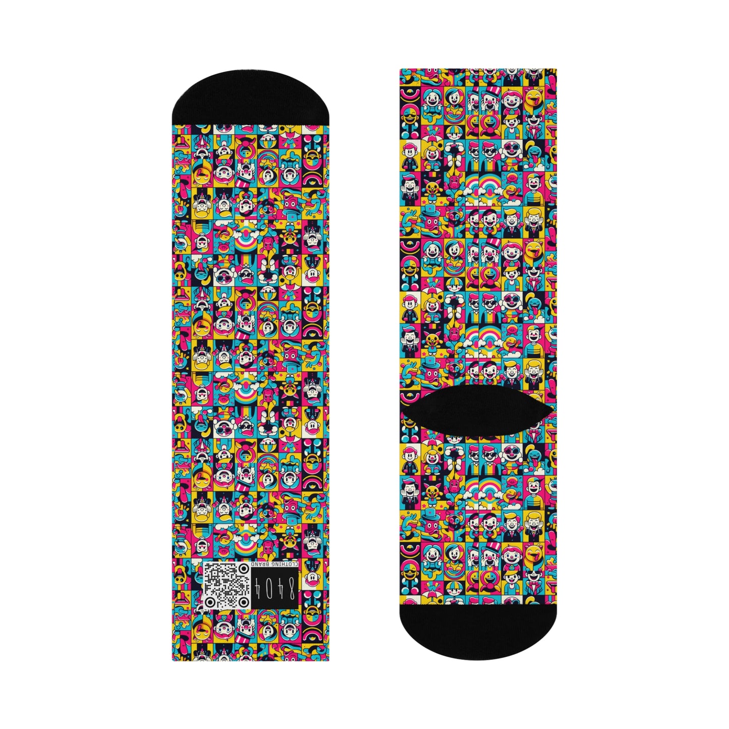 Neon Pop Playful Pop Culture Mashup Cushioned Crew Socks - 8404 Design-60