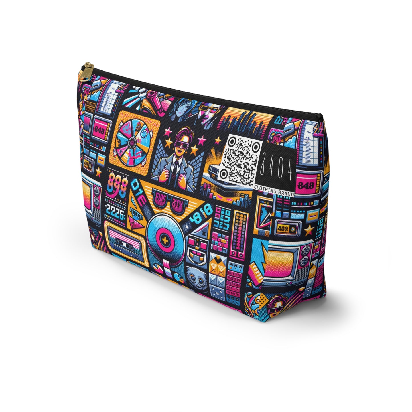 Digital Pop Culture Mashup Maximalist Pop Accessory Pouch W T-bottom - 8404 Design-52