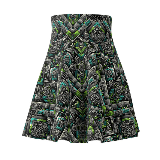 Tech-Infused Graphics Tech-Forward Streetwear Women's Skater Skirt - 8404 Design-48