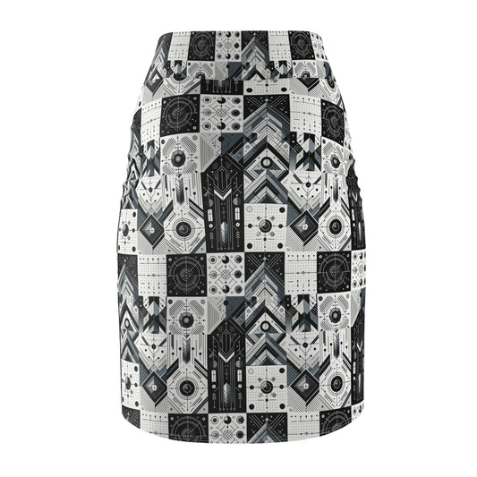 Digital Minimalism Minimalist Tech Women's Pencil Skirt - 8404 Design-50