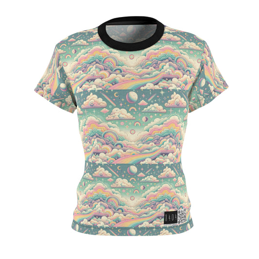 Digital Dreamland Whimsical and Nostalgic Streetwear With a Digital Twist Women's Cut & Sew Tee - 8404 Design-65