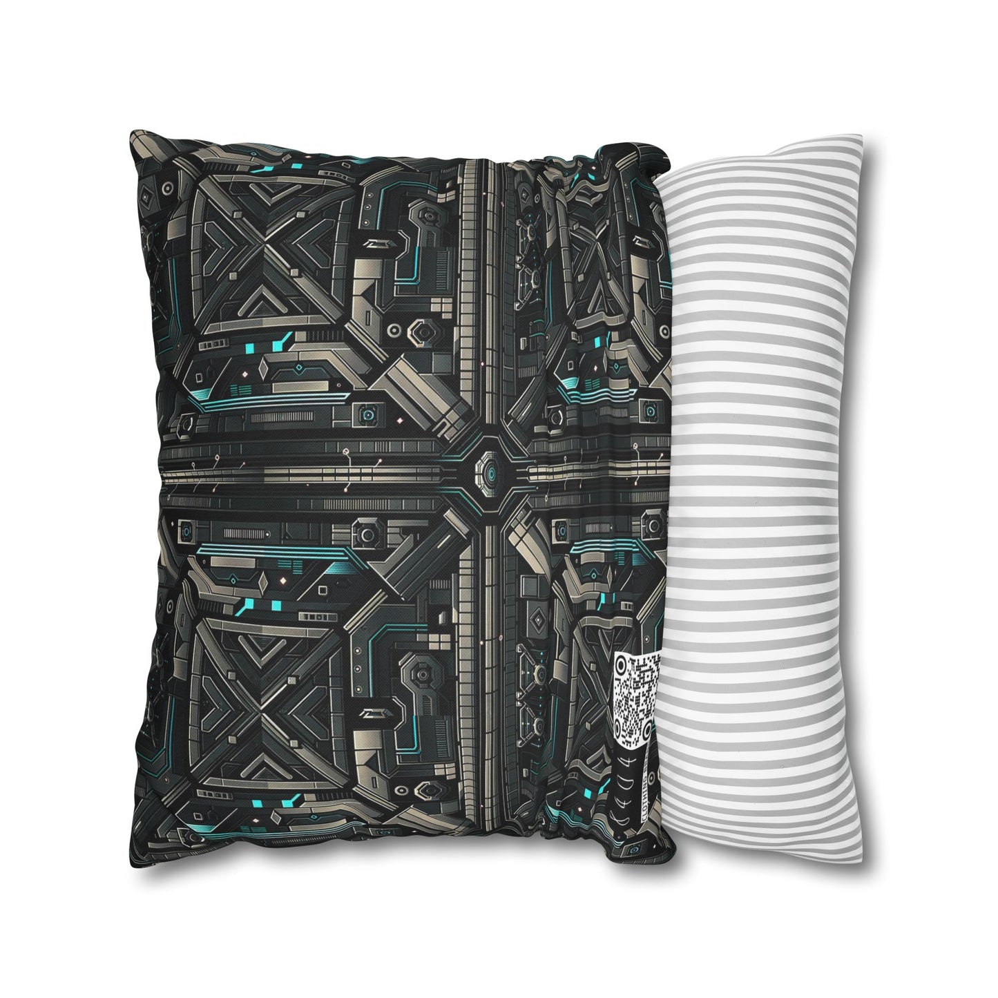 Tech Noir Futuristic Tech Aesthetic with a Dark Twist Spun Polyester Square Pillowcase - 8404 Design-59