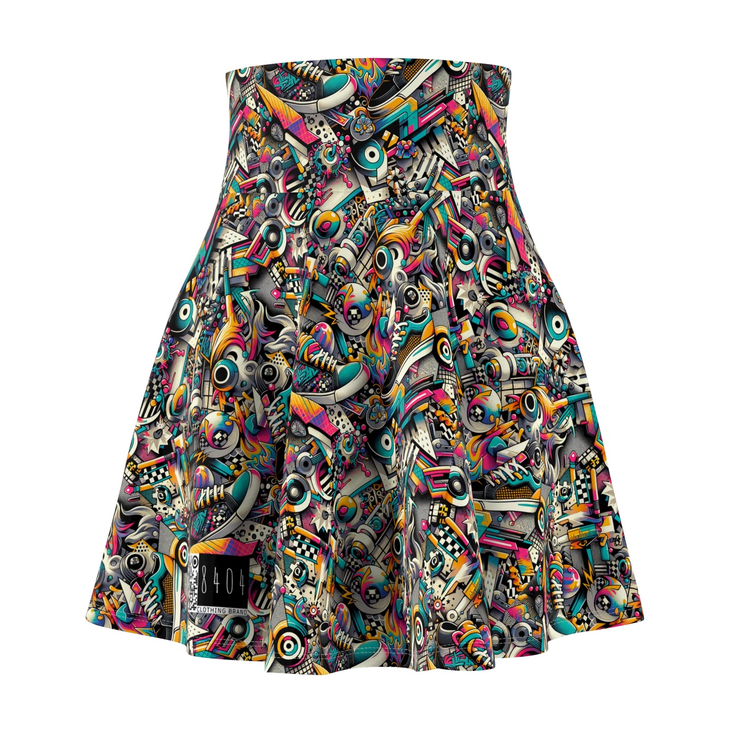 Urban Graffiti Fusion Eclectic Street Art Meets Modern Tech Culture Women's Skater Skirt - 8404 Design-55