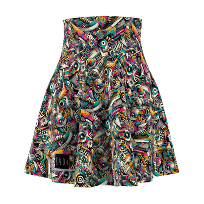 Urban Graffiti Fusion Eclectic Street Art Meets Modern Tech Culture Women's Skater Skirt - 8404 Design-55