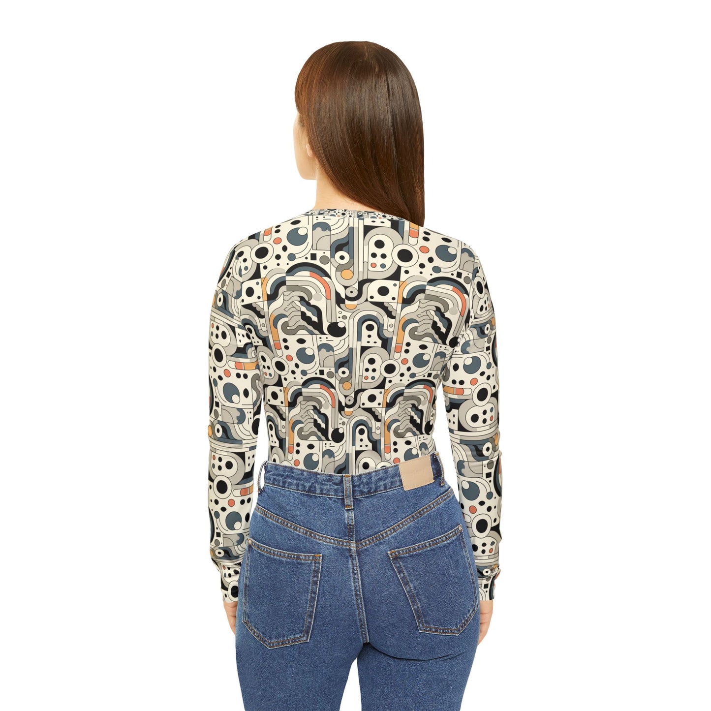 Modern Minimalism Minimalist Tech Women's Long Sleeve V-Neck Shirt - 8404 Design-60