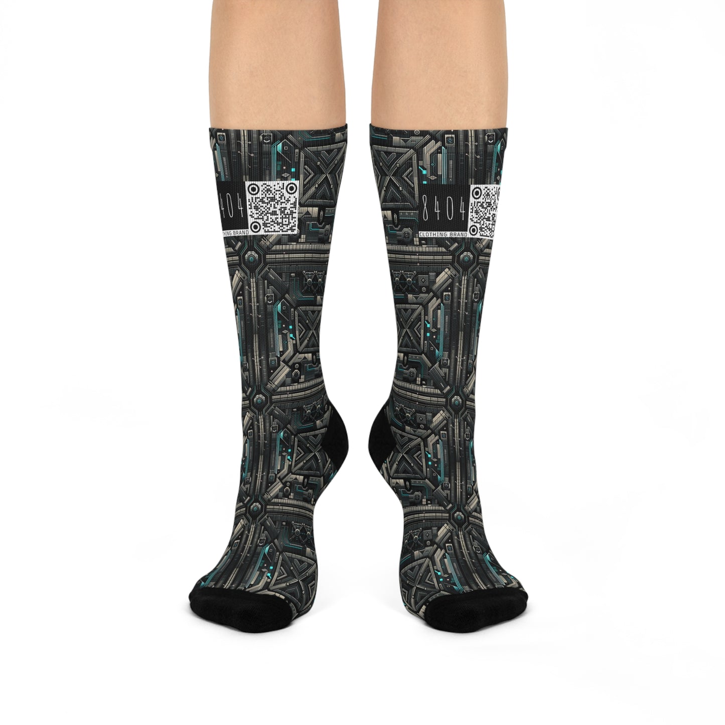 Tech Noir Futuristic Tech Aesthetic with a Dark Twist Cushioned Crew Socks - 8404 Design-59