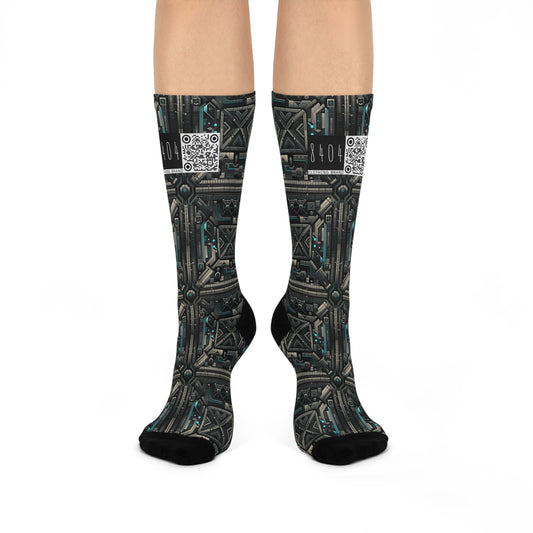 Tech Noir Futuristic Tech Aesthetic with a Dark Twist Cushioned Crew Socks - 8404 Design-59
