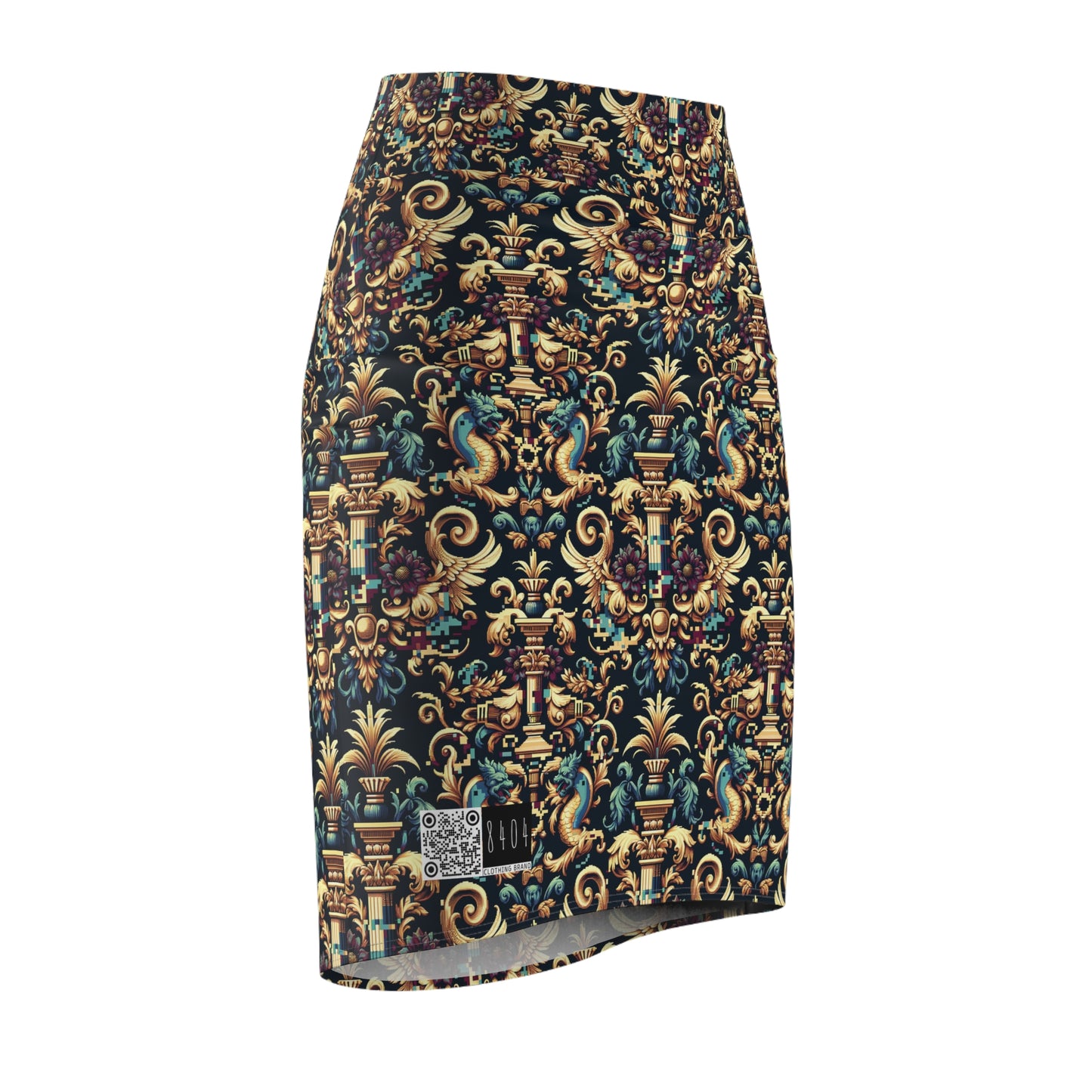 Digital Renaissance Modern Baroque Fusion Women's Pencil Skirt - 8404 Design-57