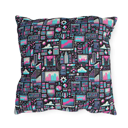 Digital Rebellion Youthful Streetwear with a Rebellious Digital Twist Outdoor Pillow - 8404 Design-71