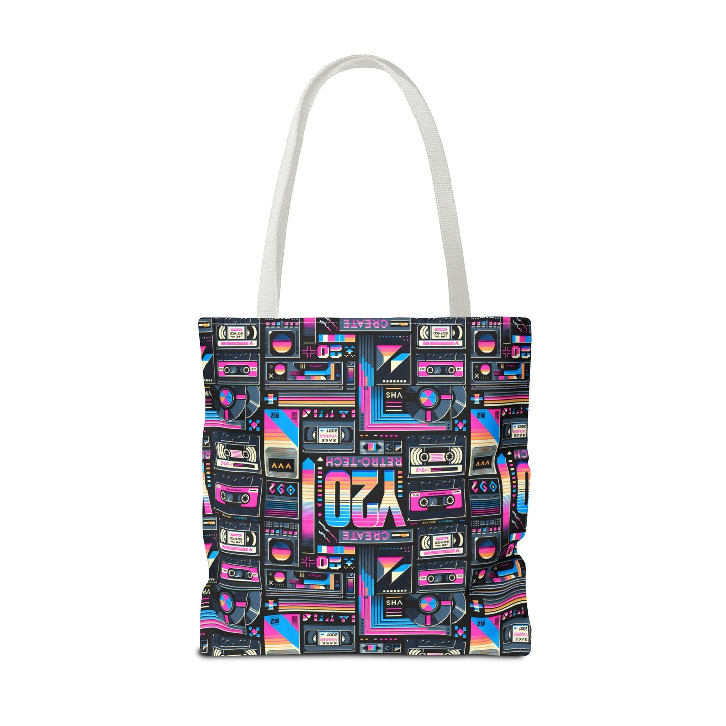 Digital Nostalgia Tech-Inspired Retro Fusion Tote Bag - 8404 Design-65